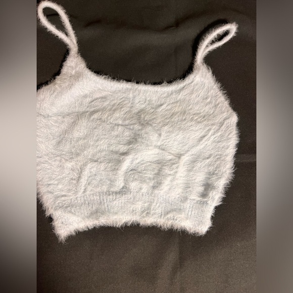 MESHKI Fluffy Knit Lounge Set - Light Blue Crop Top & Shorts (Size XS/S) - Picture 2 of 9